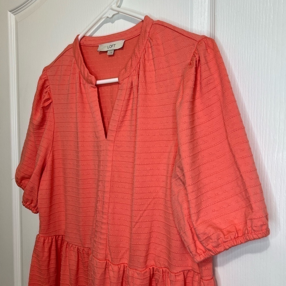 LOFT Puff Sleeve Flounce Swing Dress size L - Picture 5 of 16